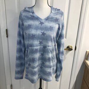 Above and Beyond Women's Blue Tie-Dye Hoodie w/ Star Pattern L